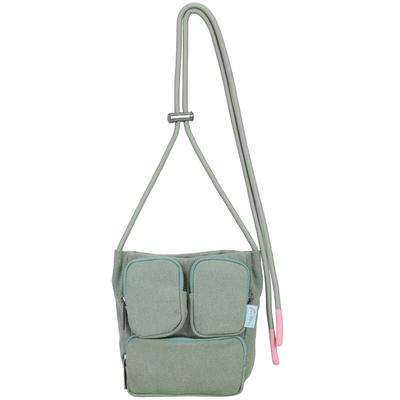 Schultertasche FRITZI AUS PREUSSEN "Donny Cross", Damen, Gr. B/H/T: 7cm x 18cm x 14cm, grün, Baumwolle, unifarben, Taschen Schultertasche, mit zwei aufgesetzten Vordertaschen
