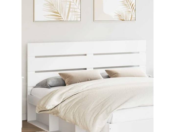Modernes Eckig Kopfteil in Weiß aus Holzwerkstoff, minimalistisches Design mit geraden Linien, einfache Reinigung mit einem trockenen Tuch, einfache Montage zu zwei.