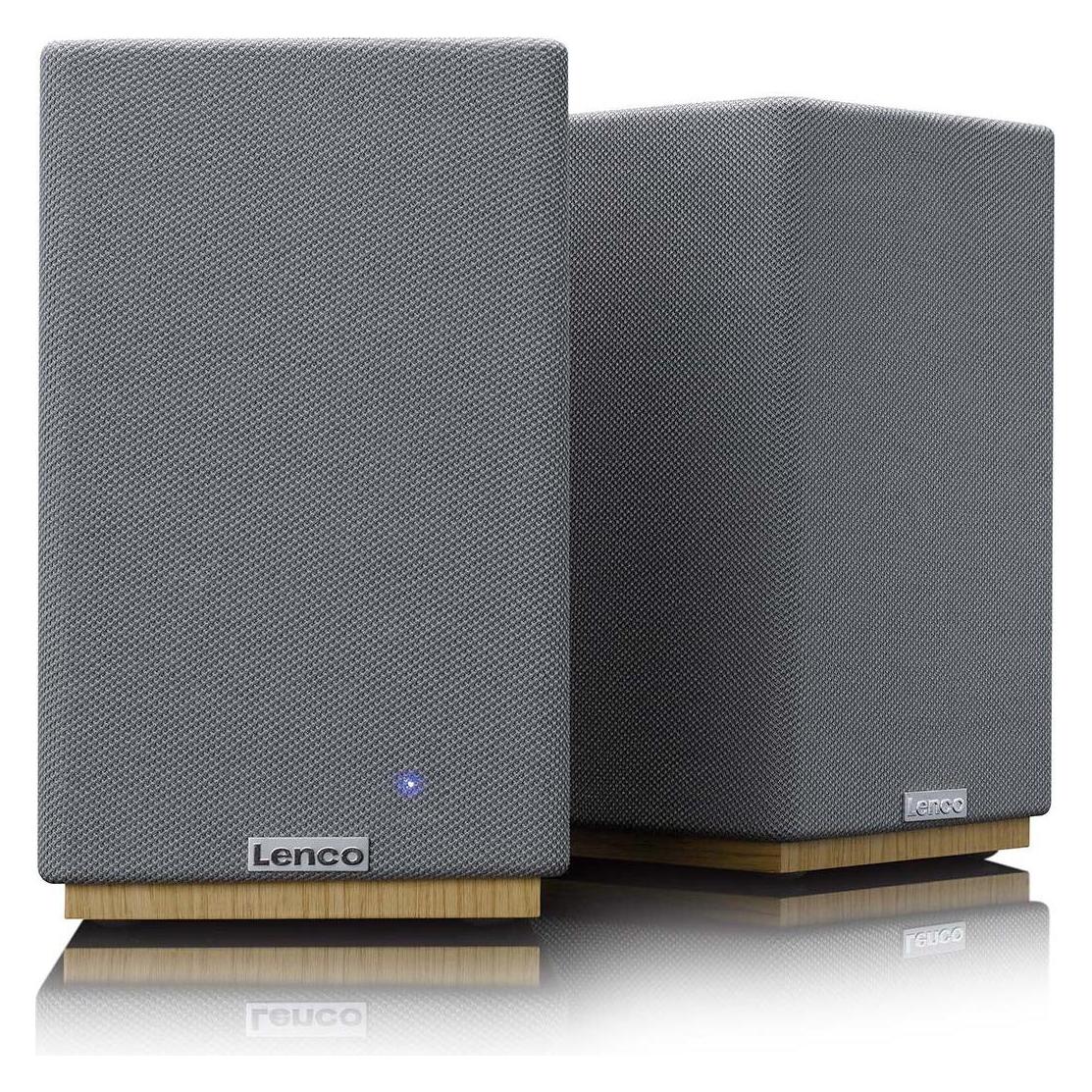 Lenco Aktiv Lautsprecher, 2x40W, Wood, BT, opt.In, USB, AUX (SPB-241BKGY)
