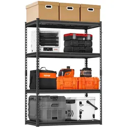 VEVOR Lagerregale, 1096 kg, 4-stufiges Schwerlastregal für die Garage, 508 x 1016 x 1524 mm, verstellbare Metallregale für Industrieregale, Garagenregal, Kellerregal  für Küche, Lager, Keller, schwarz