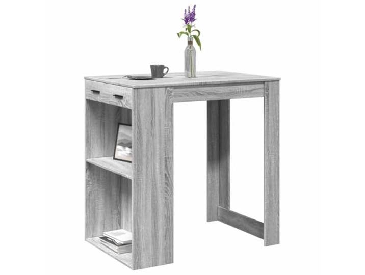 HBBMGYD Bartisch Sonoma, grau, 102 x 70 x 103,5 cm, Holz 2 Einlegeböden, 1 Schublade, Hartholz, glatte Oberfläche, Küche, Wohnzimmer, Esszimmer, Wandbefestigung im Lieferumfang