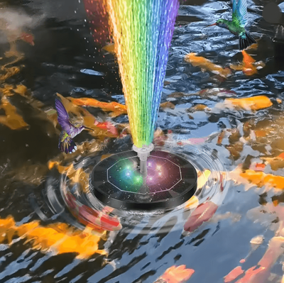 Inspire Essentials AquaBloom Solar Fountain Pump With 6 Nozzles For Bird Bath And Pond Decoration 3.5w Led