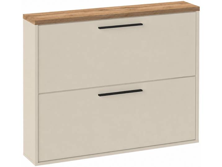Schuhkipper SCHILDMEYER Saga, Oberplatte in Eiche Landhaus, Made in Germany , cremebeige, eiche landhaus, B:99,5cm H:100,3cm T:19,55cm, Holzwerkstoff, Sideboards, Schuhkipper, Oberplatte 2,5 cm Dicke in eiche landhaus Dekor, Made in Germany
