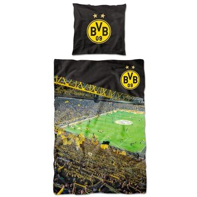 BVB 16802800 - BVB Bettwäsche Südtribüne, Baumwolle, 135x200cm/80x80cm, Borussia Dortmund 09