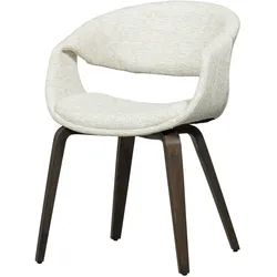 Esszimmerstuhl Yossi aus Webstoff, modernes Design mit Holzgestell, natur und dunkelbraun, gepolstert für hohen Sitzkomfort