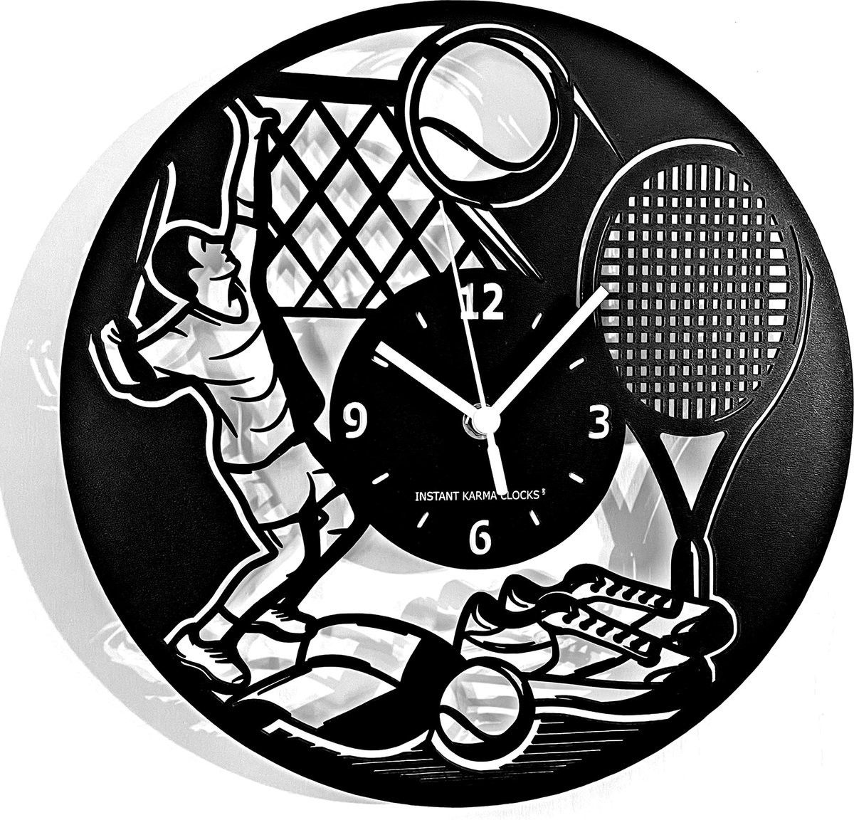 Omgoods Wandklok Tennis Speler voor Sportliefhebbers