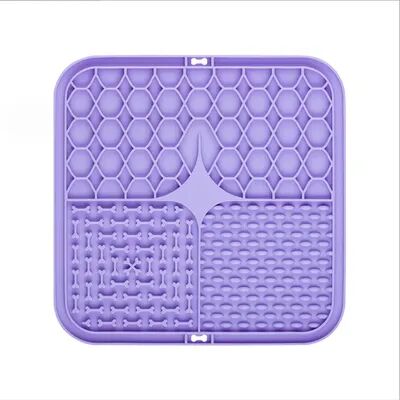 Discount Dollar Deals Pet Lick Silicone Slow Feeder For Dogs Bathing Distraction Training Mat With Suction Base purple 1pcs
