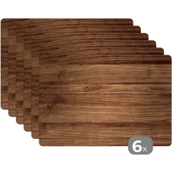 PLATZSETS 6er-Set Holzoptik - Braun Tisch Untersetzer-Set 45x30 cm