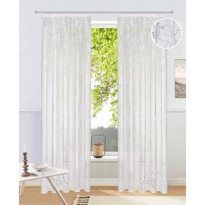 Gardine OTTO HOME "Anna, 1 Stück, Kräuselband, halbtransparent" Gr. 1, weiß, B:140cm H:145cm, Ausbrenner, Polyester, Viskose, Gardinen, Gardine, Viskose, Polyester, Äste-Motiv