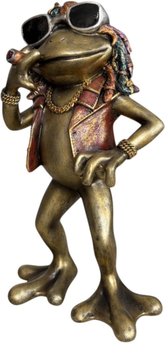 FD Dekofigur Frosch Rasta 26,5 x 15 cm bronze/gold