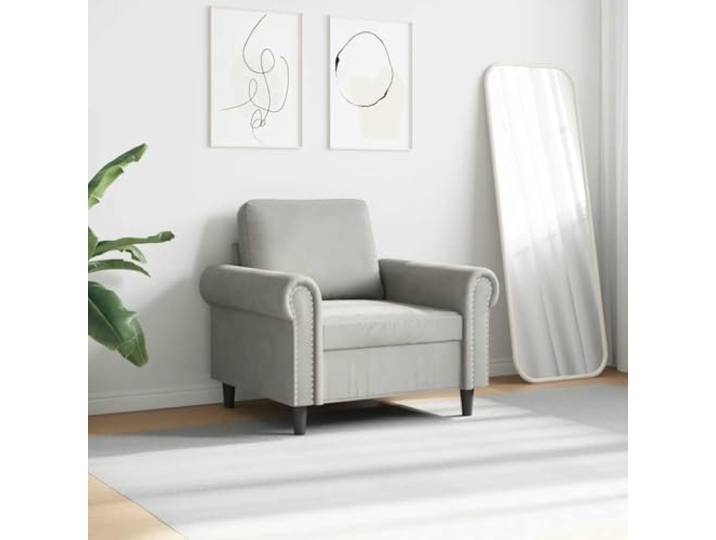 KTHLBRH Sessel hellgrau 60 cm Samt Gestell aus Metall, Schaumstoff, modernes Design, max. Belastung 110 kg