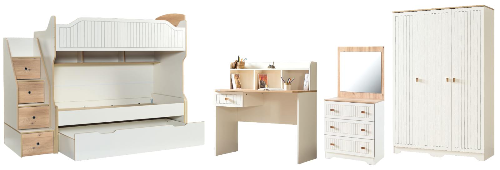 Javiro Etagenbett Set mit Stauraum, Set:Typ-5