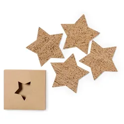 Set Mit 16 Kork-Untersetzern (Stern-Design/Weihnachten)