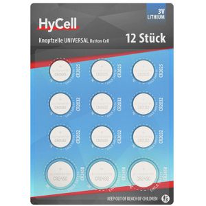HyCell Knopfzelle Sortiment 12-teilig, CR2025/2032/2450, 12 Stück