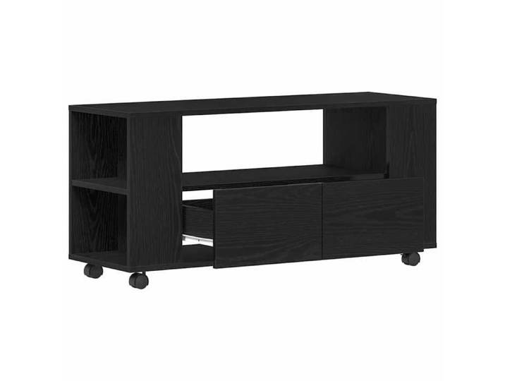 TABLE TV/Meuble TV - GKK - avec roulettes - chêne noir bois d'ingénierie @2912