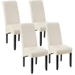 TecTake GmbH tectake Esszimmerstuhl, ergonomisch, massives Hartholz - 4er Set creme