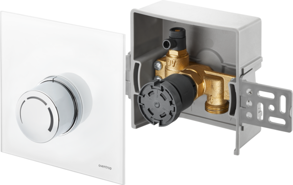 Oventrop contrôle de température de retour Unibox 1022750 verre véritable blanc, avec vanne et thermostat