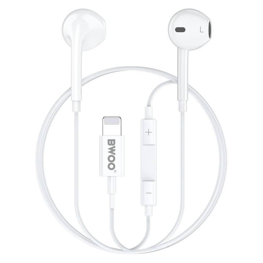 Bwoo Wired Headphone Lightning With Volume Control HF179 white (Kabelgebunden) (61228499)