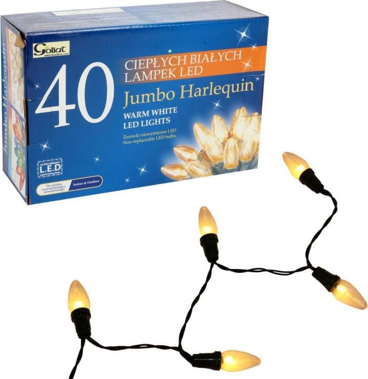 Goliat Energiezuinige JUMBO kerstverlichting met 40 warmwitte LED-kaarsen, 8,9 meter