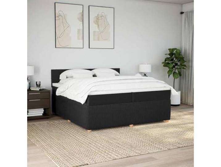KTHLBRH Boxspringbett 200 x 200 cm schwarz mit Matratzen 2 Matratzen inklusive, Polyestergewebe, Lattenrost, Matratzenschoner