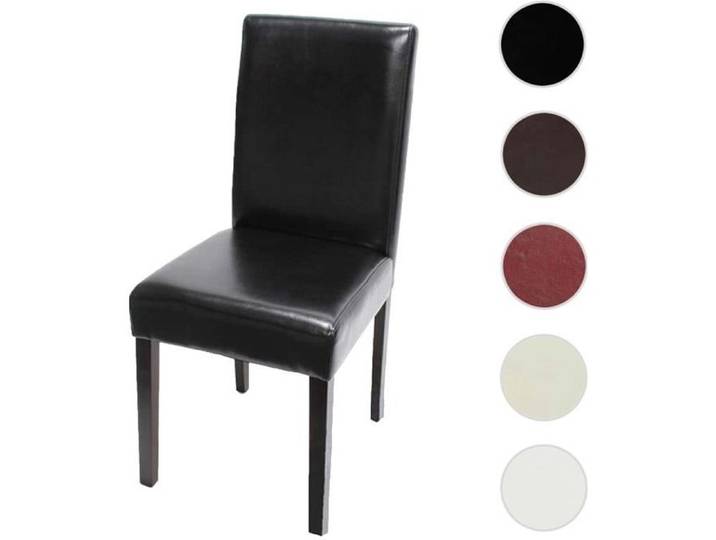 Chaise de salle à manger Littau cuir noir pieds foncés