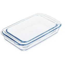 relaxdays 2-tlg. Auflaufform-Set aus Glas TranspareNatur