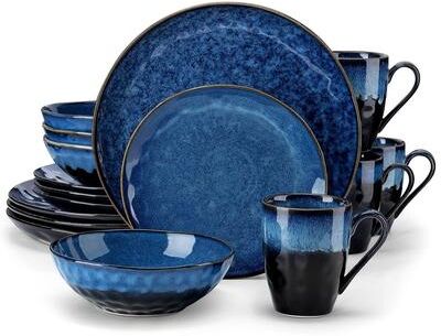 vancasso Starry Flambe Glaze Vintage 16-Piece Dinnerware Set