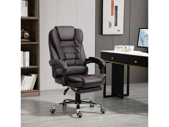 HOMCOM Fauteuil Bureau Inclinable Roulettes Café