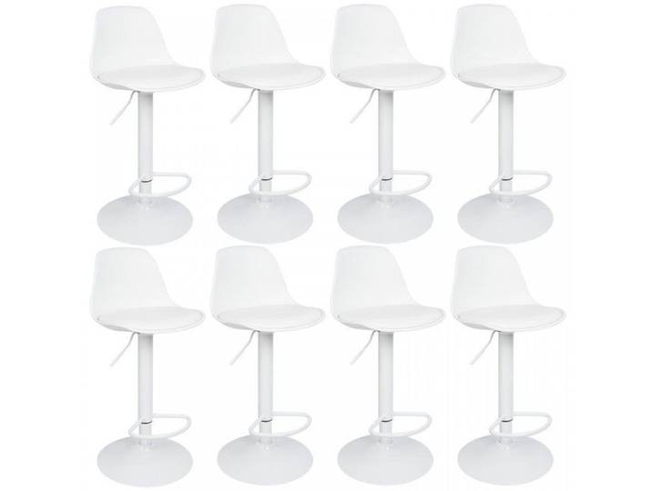 Tabourets de Bar Lot de 8 - MIPAN - Chaises de bar avec Repose - Réglable en Hauteur - Pieds pivotant 360° - Blanc
