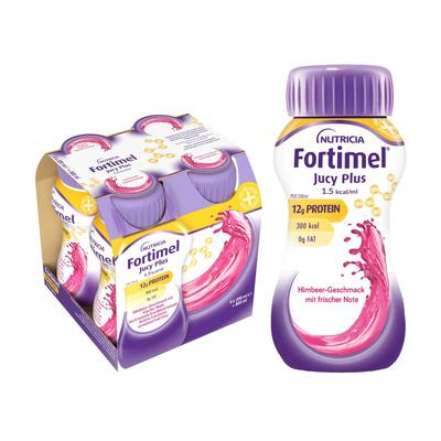 Fortimel Jucy Plus Himbeere frische Note 4x200 ml Flüssigkeit