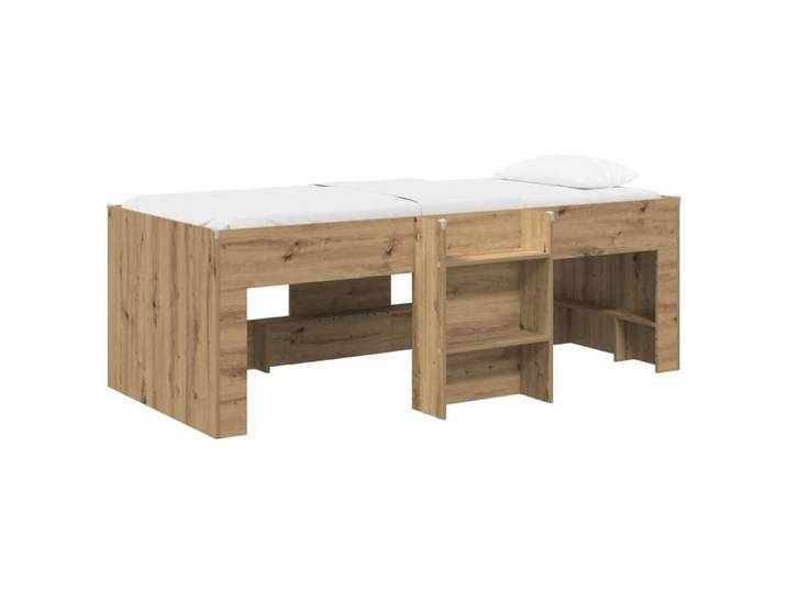 Lit chambre - Marron - Cadre de lit - Élevé pour Enfants Chêne artisanal 90x190 cm_3362