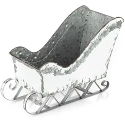 Metall-Schlitten, weiß-silber, 33 x 15 cm