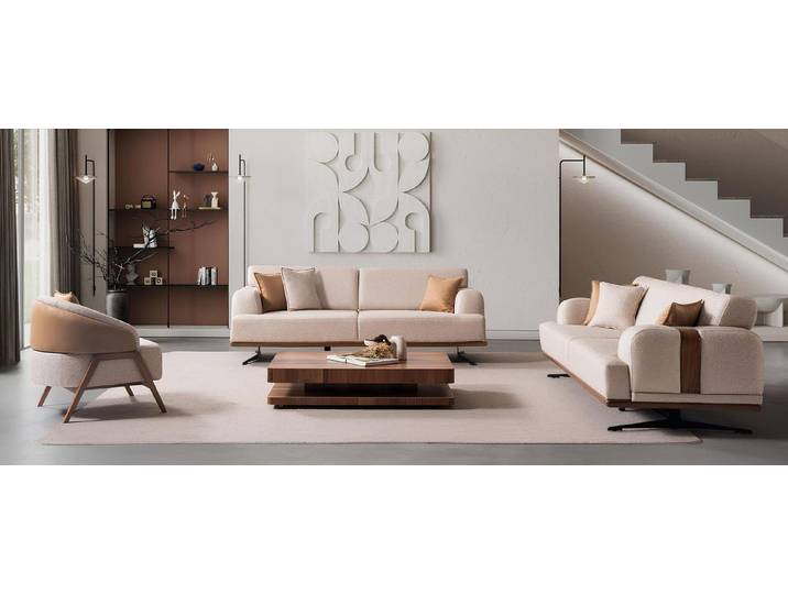Xlmoebel Polstergarnitur Beiges 3-teiliges Designer Sofa Set mit Polstercouchen und Sessel, (Designer Sofa Set, 3-tlg., 3-teiliges Sofa-Set), Made in Europa