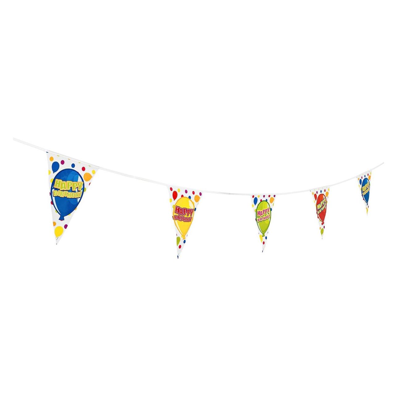 Idena Girlande Happy Birthday dreieckig mehrfarbig 10m 20 Wimpel (20 Stk.) (59892460)