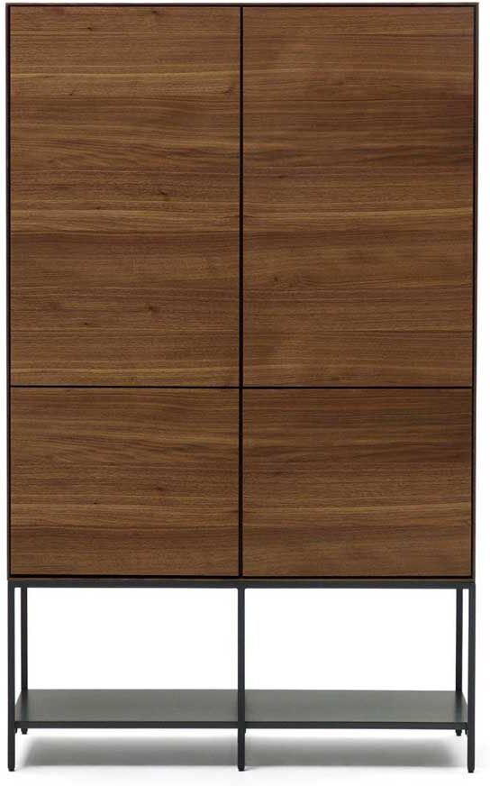 Pharao24.de Highboard Nussbaumfarben in modernem Design furniert und lackiert