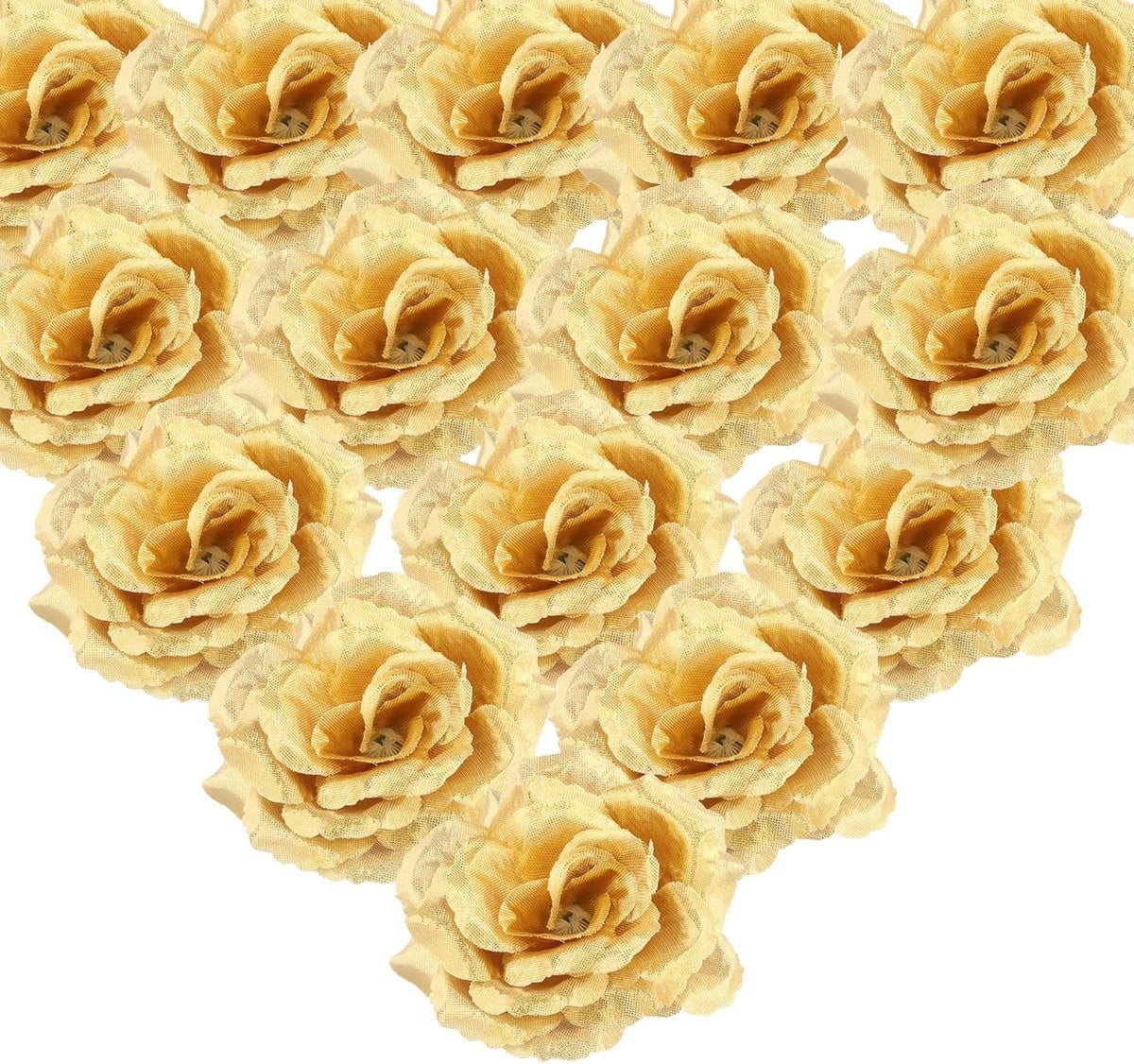Dailygoods Set van 30 Gouden Kunstmatige Rozenbloemen - 8 cm