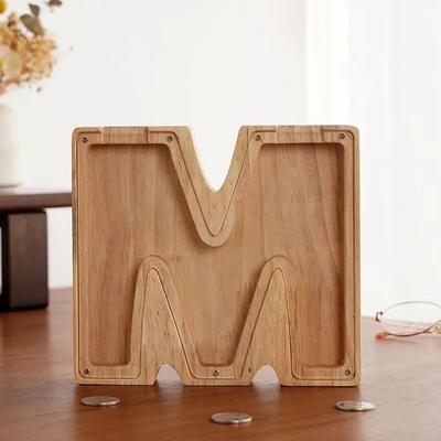 Inspired Finds Wooden Alphabet Piggy Bank A To Z Transparent Acrylic Money Box Children Toy Storage Decor m