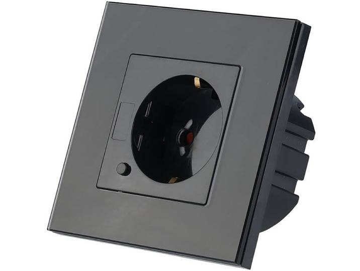 Wandcontactdoos Smart WiFi - Viron Wimo - Inbouw - 1-voudig - Randaarde - Incl. Glazen Afdekraam - Zwart