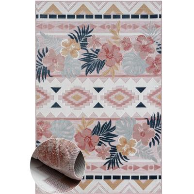 Outdoorteppich "Lotus, LAGERRÄUMUNG", bunt (rosa,multi), B:200cm H:8mm L:300cm, Polypropylen, MYFLAIR MÖBEL & ACCESSOIRES, Teppiche, Outdoorteppich, florales Design, Blumen Motiv, Outdoor geeignet, Balkon, Terrasse