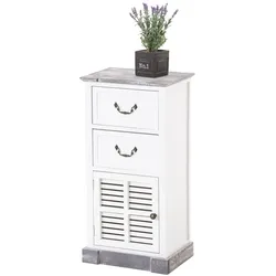 CLP Nachttisch / Beistelltisch Mackenzie im Landhausstil aus Holz mit Klapptüren und Schubladen, ideales Sideboard für Schlafzimmer, Holz