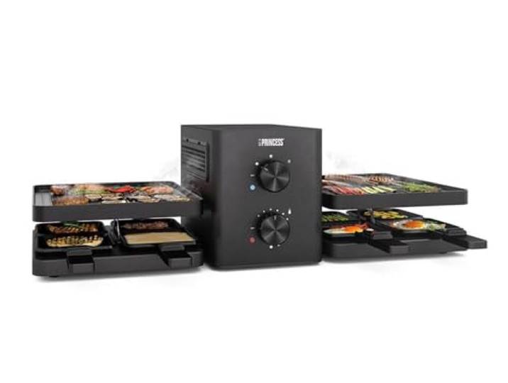 Princess Raclette Purify, 8 personen, Geïntegreerd Luchtfiltersysteem, Instelbare Thermostaat, Vaatwasmachinebestendige Onderdelen, Antiaanbaklaag, 2m Snoer, Oververhittingsbescherming, 162660