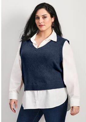 Plus Size Women's Ava Duet Vest by Avenue in Navy (Size 14)