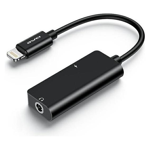 Adidas Adapter USB Awei CL-121 Lightning - 3,5 mm Klinke + Lightning Schwarz (AWEI083BLK) (Winkeladapter) (AWEI083BLK)