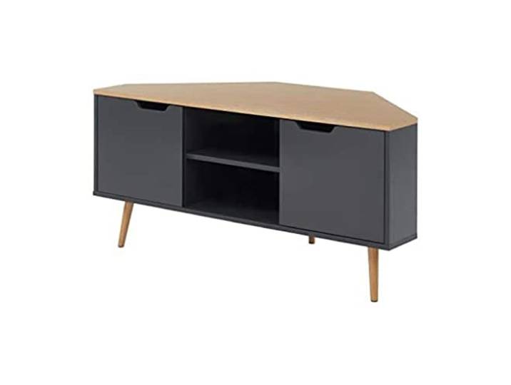 BAÏTA Meuble TV\, chêne et Gris Anthracite\, L115cm