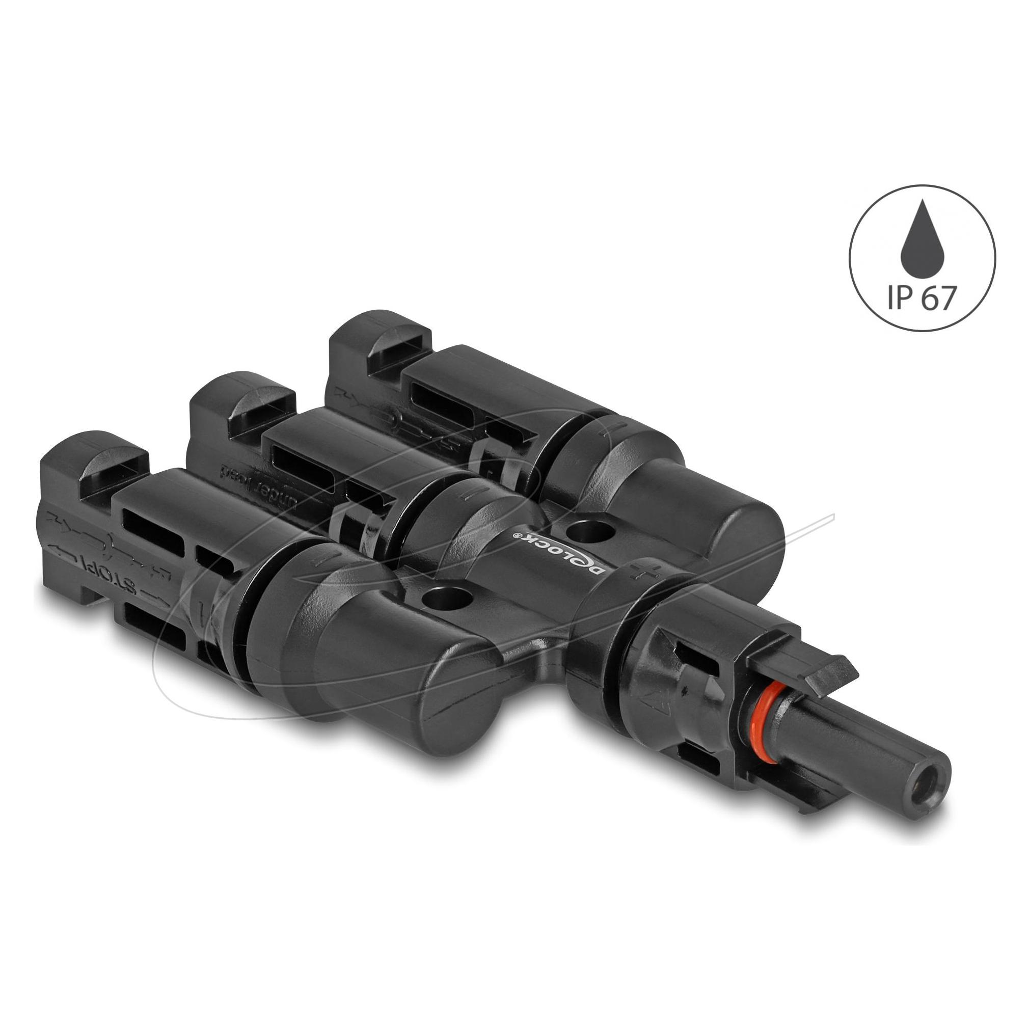 Delock DL4 Solar Konnektor 1x Buchse zu 3x Stecker, IP67 (Solarstecker) (60025)