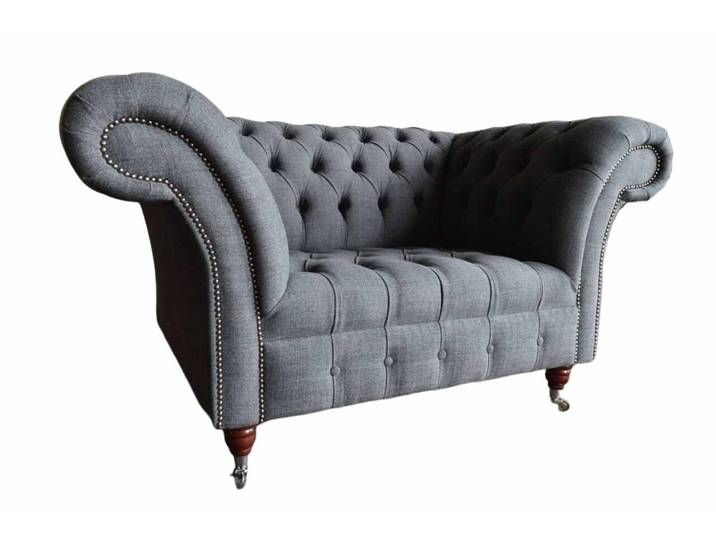 Xlmoebel Chesterfield-Sessel Grau Polster Sessel im Chesterfield Design für Luxus Wohnraum (1-St., Chesterfield Sessel), Made in Europa