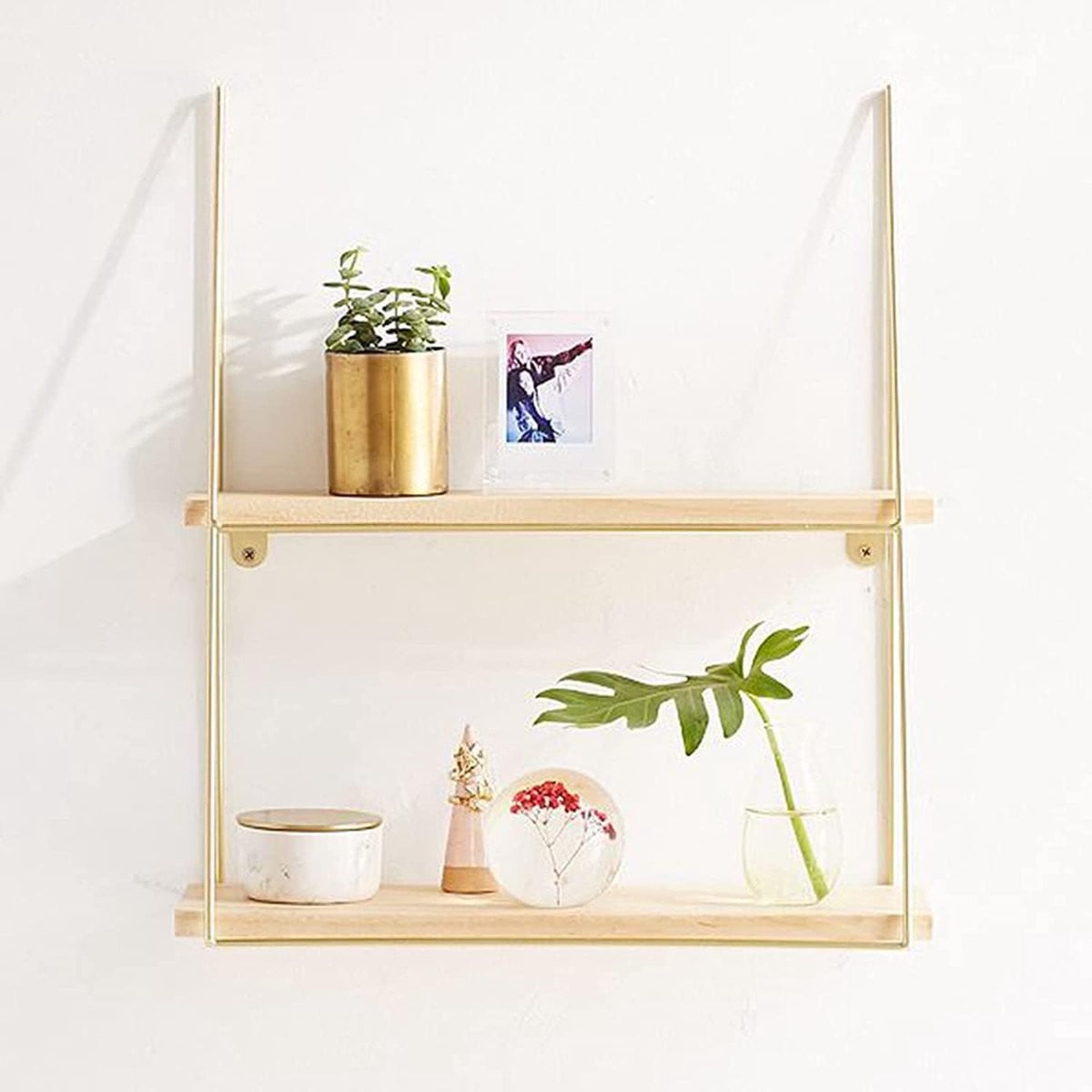 Decoratief Wandrek Goud - Handgelast IJzeren Opbergrek - Hoogte: 45 cm