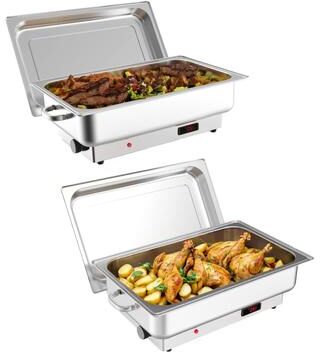 Garvee 2-Pack 1 x 1/1 Size Pan Stainless Steel Electric Food Warmers, Buffet Servers