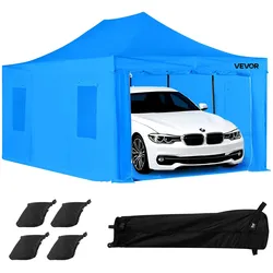 VEVOR tragbares Lackierkabinenzelt (587x398x178 cm) Sprühfarbenzelt für Sprühmalerei, wasserfeste & faltbare Farbkabine mit 4 Netz-Seitenfenstern für Autoteile Möbel Motorräder Sprühschutz blau