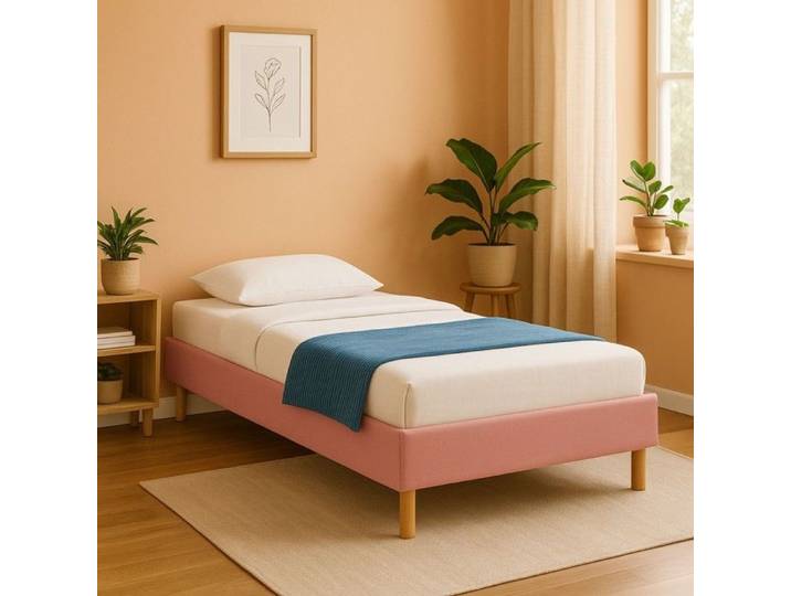 Sommier Tapissier Gregory 90x190 cm Rose avec Pieds de 20 cm - Solide et Confortable - SOMMIER GREGORY ROSE